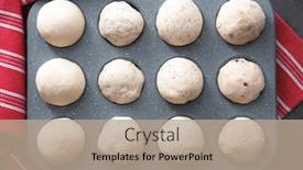  Presentation with muffin - PPT theme consisting of raw dough in muffin tin on table background and a coral colored foreground