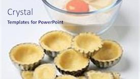  Presentation with dough - Beautiful PPT theme featuring raw-dough-in-tartlet-tins backdrop and a sky blue colored foreground