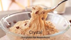  Presentation with dough - Colorful PPT theme enhanced with raw dough with chocolate chips backdrop and a coral colored foreground