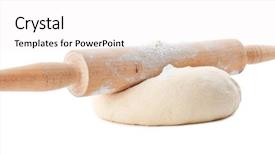  Presentation with drawing pin - Presentation having raw dough with rolling pin background and a  colored foreground