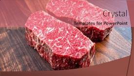  Presentation with steak - Presentation design having raw-dry-aged-angus-beef background and a coral colored foreground