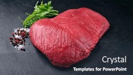  Presentation with bison - Presentation with raw-dry-aged-bison-beef and a tawny brown colored foreground