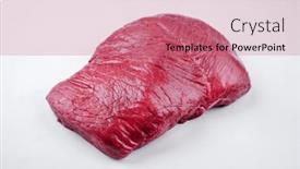  Presentation with free steak - PPT layouts consisting of raw-dry-aged-bison-beef background and a coral colored foreground