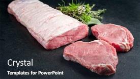  Presentation with tenderloin - Colorful presentation design enhanced with kidney - raw dry aged veal tenderloin backdrop and a wine colored foreground