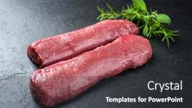  Presentation with tenderloin - Amazing theme having raw-dry-aged-venison-tenderloin backdrop and a dark gray colored foreground