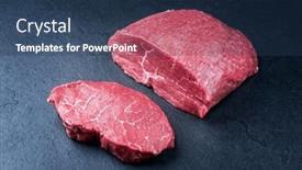  Presentation with wagyu - Presentation design enhanced with raw-dry-aged-wagyu-beef background and a ocean colored foreground