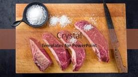  Presentation with wagyu - Theme featuring raw-dry-aged-wagyu-cap background and a coral colored foreground