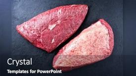  Presentation with wagyu - Presentation design featuring raw-dry-aged-wagyu-cap background and a wine colored foreground