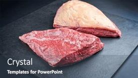  Presentation with wagyu - Slide deck with raw-dry-aged-wagyu-cap background and a ocean colored foreground