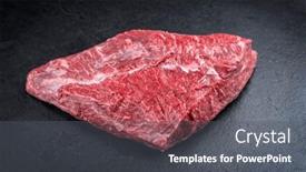  Presentation with wagyu - Slides having raw-dry-aged-wagyu-cap background and a dark gray colored foreground
