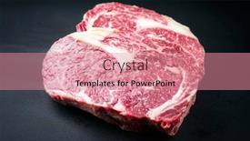  Presentation with wagyu - Amazing PPT theme having raw-dry-aged-wagyu-entrecote backdrop and a coral colored foreground