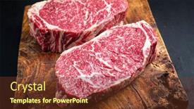  Presentation with roast beef - Colorful slide set enhanced with raw-dry-aged-wagyu-entrecote backdrop and a tawny brown colored foreground