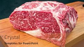  Presentation with wagyu - Slide deck consisting of raw-dry-aged-wagyu-entrecote background and a gold colored foreground
