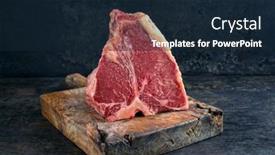  Presentation with wagyu - Slide set consisting of raw-dry-aged-wagyu-porterhouse background and a wine colored foreground