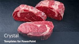  Presentation with dry eye - Slide set having raw-dry-aged-wagyu-rib background and a ocean colored foreground