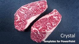  Presentation with roast beef - Slides having raw-dry-aged-wagyu-roast background and a navy blue colored foreground