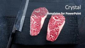  Presentation with roast beef - Presentation theme having raw-dry-aged-wagyu-roast background and a ocean colored foreground
