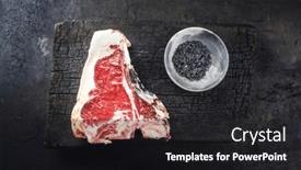  Presentation with wagyu - Slide deck consisting of raw-dry-aged-wagyu-t background and a dark gray colored foreground