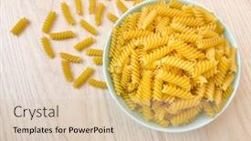  Presentation with macaroni - Beautiful slide set featuring raw-dry-italian-pasta backdrop and a lemonade colored foreground