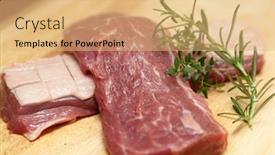  Presentation with breast - Beautiful PPT theme featuring raw-duck-breast-on-cutting backdrop and a yellow colored foreground