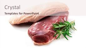  Presentation with duck - Amazing slides having raw-duck-breast-pieces-garnished backdrop and a lemonade colored foreground