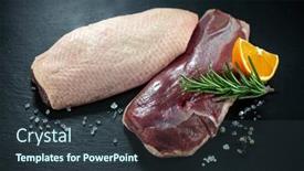  Presentation with slate - Cool new PPT theme with raw-duck-breast-pieces-garnished backdrop and a tawny brown colored foreground