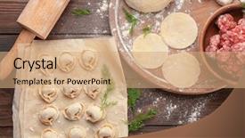 Presentation with raw meat - Cool new presentation theme with raw dumplings minced meat backdrop and a coral colored foreground