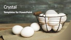  Presentation with egg - PPT theme featuring raw eggs in basket background and a dark gray colored foreground