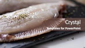  Presentation with rustic wood turquoise - Presentation theme consisting of raw filleted common sole background and a violet colored foreground