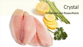  Presentation with asparagus - Colorful theme enhanced with raw filleted fish with asparagus backdrop and a blonde colored foreground