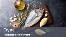  Presentation with cooking - Amazing presentation design having raw fish cooking and ingredients backdrop and a gray colored foreground