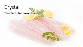  Presentation with fish - Cool new presentation design with raw fish fillet backdrop and a white colored foreground