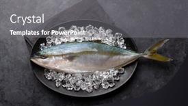  Presentation with cooking - Cool new presentation design with raw-fish-on-ice-seafood backdrop and a gray colored foreground