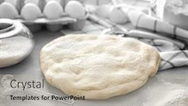  Presentation with dough - Beautiful PPT theme featuring raw-flaky-dough-on-kitchen backdrop and a soft green colored foreground