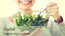  Presentation with children and healthy eating - Beautiful PPT theme featuring raw food - beautiful healthy woman eating lettuce backdrop and a mint green colored foreground