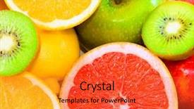  Presentation with fruits - Presentation enhanced with raw food - big assortment of fruits background and a red colored foreground