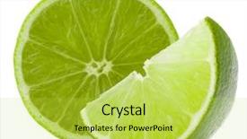  Presentation with lime green and white flower - Beautiful PPT theme featuring raw food - citrus lime fruit isolated backdrop and a yellow colored foreground