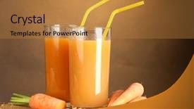  Presentation with wooden board empty table top - PPT layouts having raw food - glasses of carrot juice background and a  colored foreground