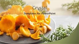  Presentation with mushrooms - PPT layouts featuring raw-fresh-chanterelle-mushrooms background and a yellow colored foreground