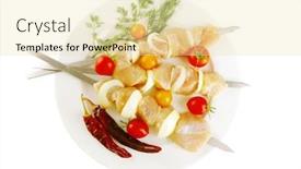  Presentation with kebab - Cool new presentation with raw fresh chicken shish kebab on white plate backdrop and a blonde colored foreground