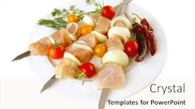  Presentation with kebab - Slide set consisting of smiling girl at nature park asian girl background and a gray colored foreground