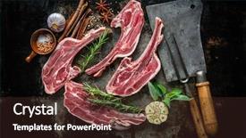  Presentation with raw meat - PPT theme enhanced with raw fresh lamb meat background and a wine colored foreground