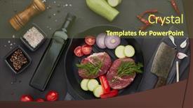 Presentation with fresh meat - Slide set featuring raw-fresh-meat-and-vegetables background and a tawny brown colored foreground