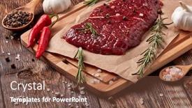  Presentation with fresh meat - Amazing slide set having raw-fresh-meat-beef-steak backdrop and a tawny brown colored foreground