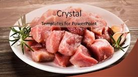  Presentation with fresh meat - Presentation theme featuring raw fresh meat background and a coral colored foreground
