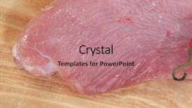  Presentation with free steak - Slide deck consisting of raw fresh turkey meat steak background and a  colored foreground