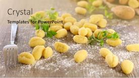  Presentation with herbs - Beautiful presentation theme featuring raw-gnocchi-and-herbs backdrop and a yellow colored foreground