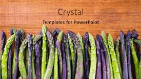  Presentation with asparagus - PPT theme featuring raw-green-and-lilac-asparagus background and a coral colored foreground