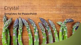 Presentation with asparagus - PPT layouts featuring raw-green-asparagus-with-violet background and a coral colored foreground