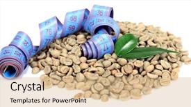  Presentation with green coffee - Presentation theme consisting of raw green coffee beans background and a coral colored foreground